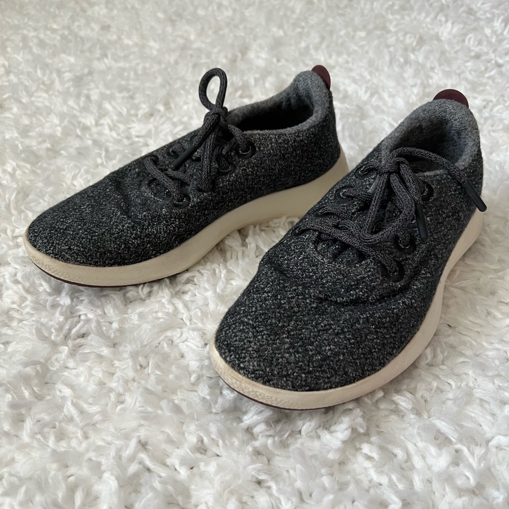 All Birds Mizzle Black Wool Running Lace Up Sneakers Womens size 7 Shoes